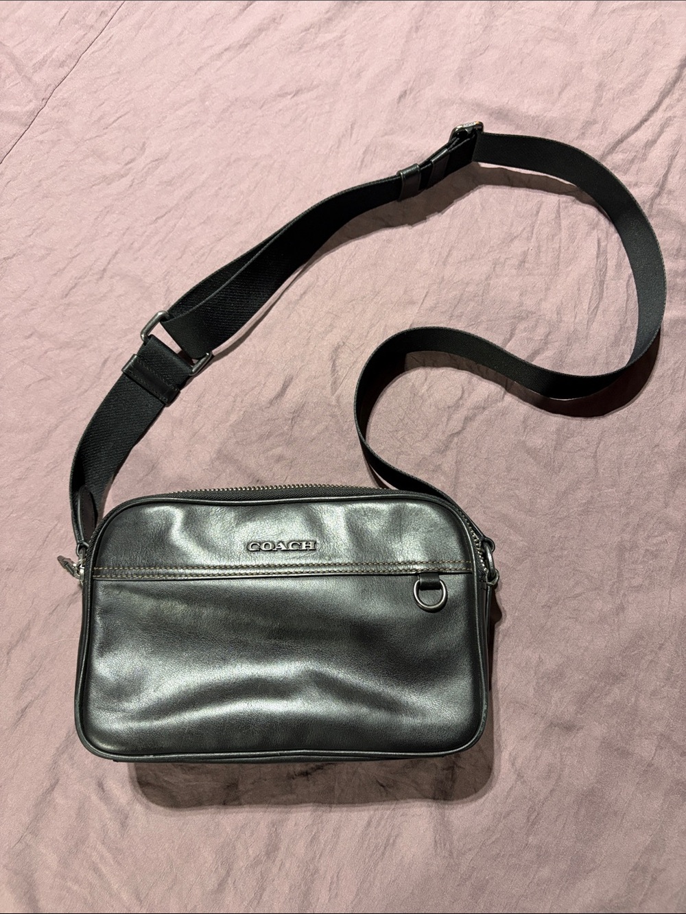 Coach Black Leather Messenger Crossbody Bag